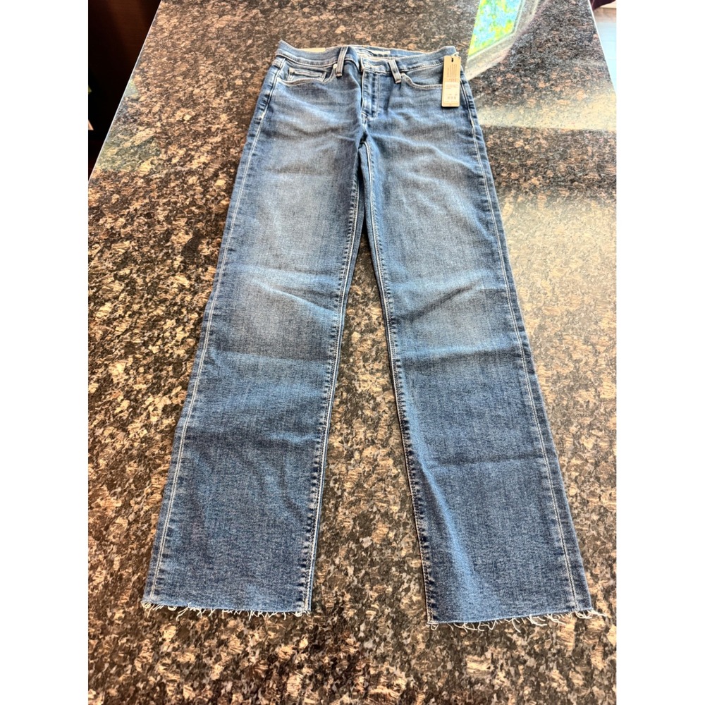 Hudson Nico Mid-Rise Straight Ankle Jeans Penny Wash Raw Hem Blue 26 NEW